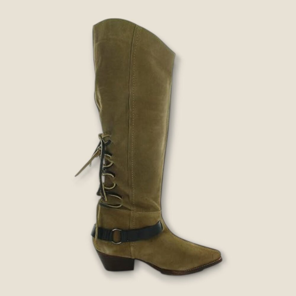 NIB Free People TAUPE Lace Sway Low Slouchy Boot - Picture 4 of 14